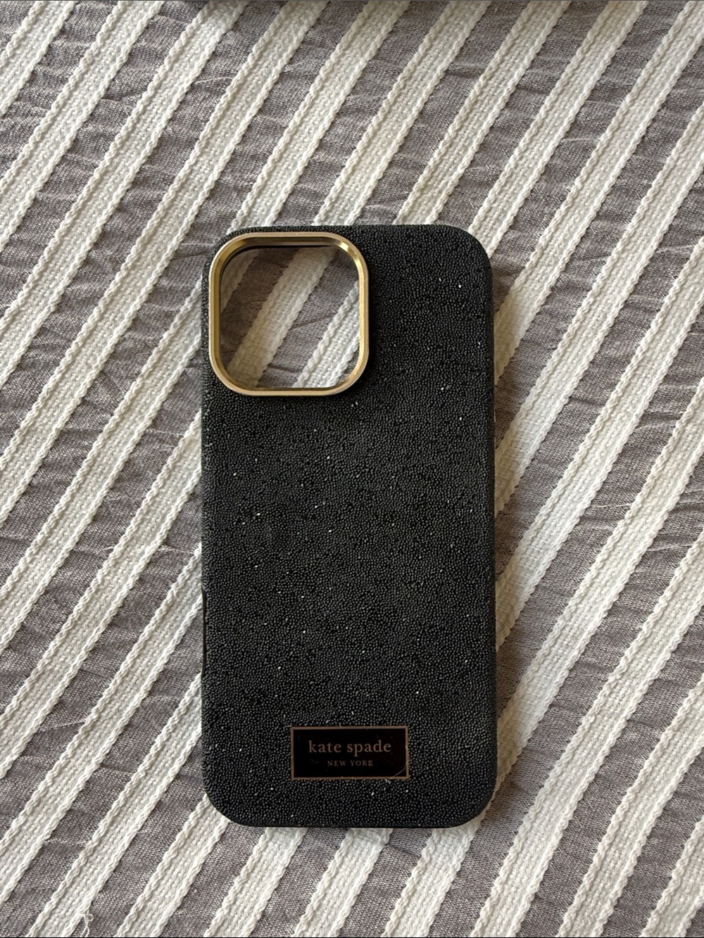 kate spade Black Textured Phone Case with Gold Camera Accent